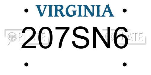 207SN6 Virginia License Plate