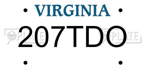 207TDO Virginia License Plate