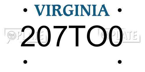 207TO0 Virginia License Plate