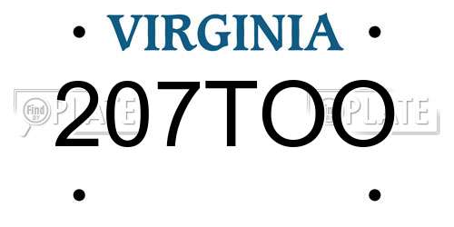 207TOO Virginia License Plate