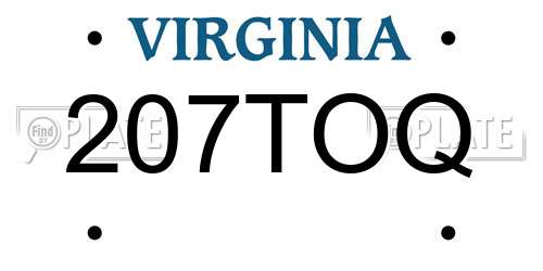 207TOQ Virginia License Plate