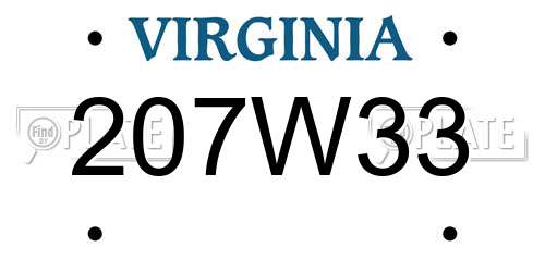 207W33 Virginia License Plate