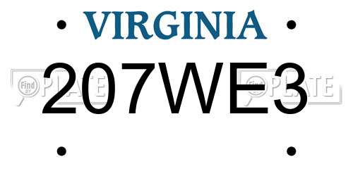 207WE3 Virginia License Plate