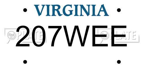 207WEE Virginia License Plate