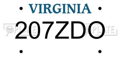 207ZDO Virginia License Plate