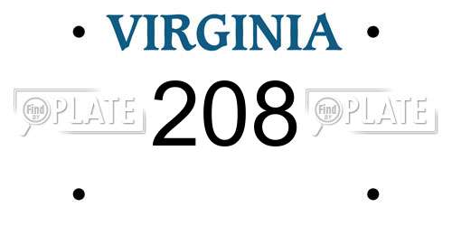 208 Virginia License Plate