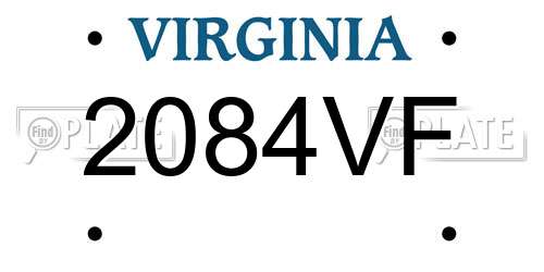 2084VF Virginia License Plate