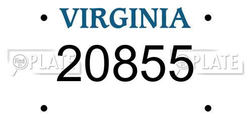 20855 Virginia License Plate