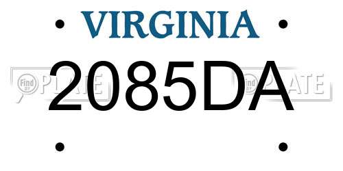 2085DA Virginia License Plate