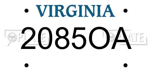 2085OA Virginia License Plate