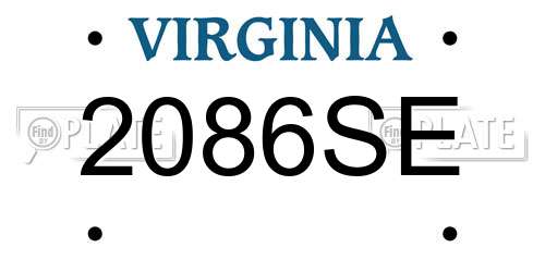 2086SE Virginia License Plate