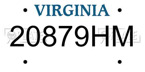 20879HM Virginia License Plate