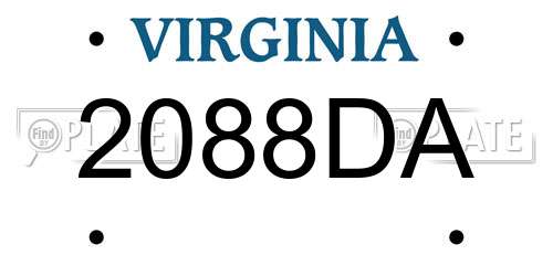 2088DA Virginia License Plate