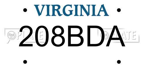 208BDA Virginia License Plate