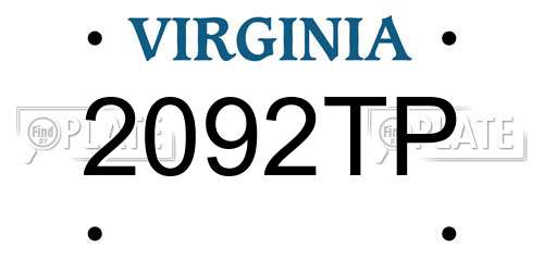 2092TP Virginia License Plate