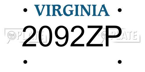 2092ZP Virginia License Plate