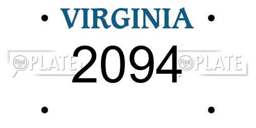 2094 Virginia License Plate