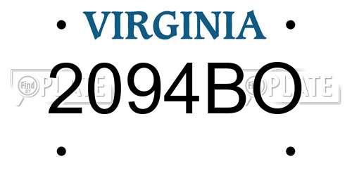 2094BO Virginia License Plate