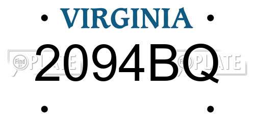 2094BQ Virginia License Plate