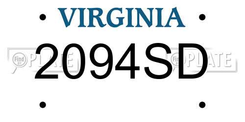 2094SD Virginia License Plate