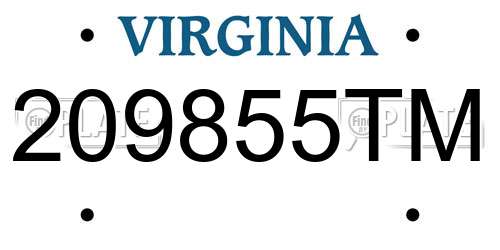 209855TM Virginia License Plate