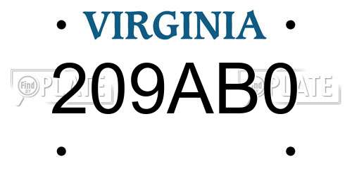 209AB0 Virginia License Plate