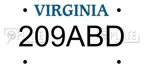 209ABD Virginia License Plate