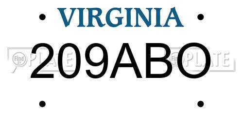 209ABO Virginia License Plate