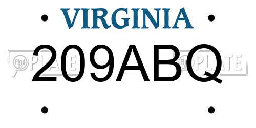 209ABQ Virginia License Plate