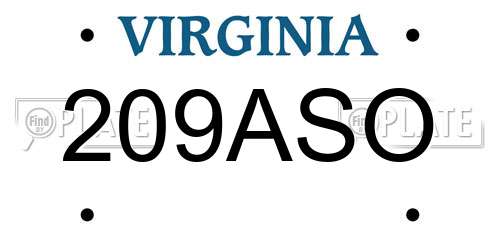 209ASO Virginia License Plate
