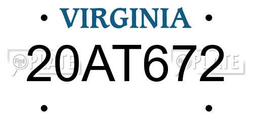 20AT672 Virginia License Plate