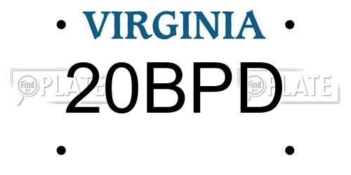 20BPD Virginia License Plate