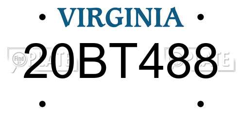 20BT488 Virginia License Plate