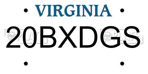 20BXDGS Virginia License Plate