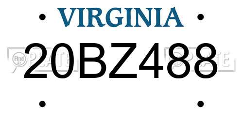 20BZ488 Virginia License Plate
