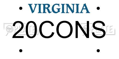 20CONS Virginia License Plate