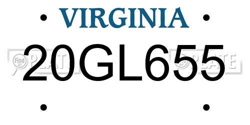 20GL655 Virginia License Plate