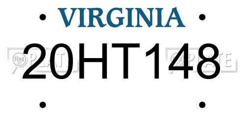 20HT148 Virginia License Plate