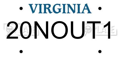 20NOUT1 Virginia License Plate