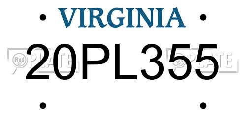 20PL355 Virginia License Plate