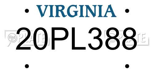 20PL388 Virginia License Plate