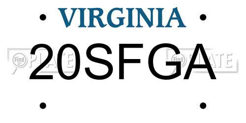 20SFGA Virginia License Plate
