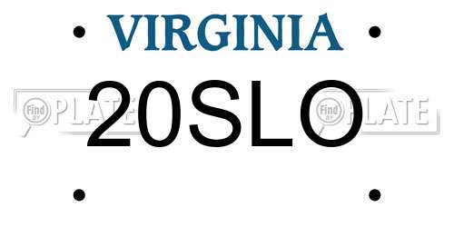 20SLO Virginia License Plate