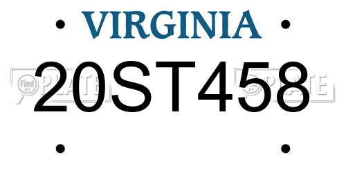 20ST458 Virginia License Plate