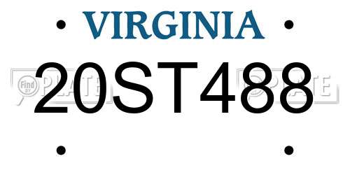 20ST488 Virginia License Plate
