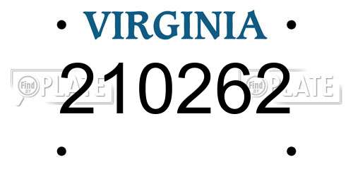 210262 Virginia License Plate