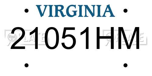 21051HM Virginia License Plate