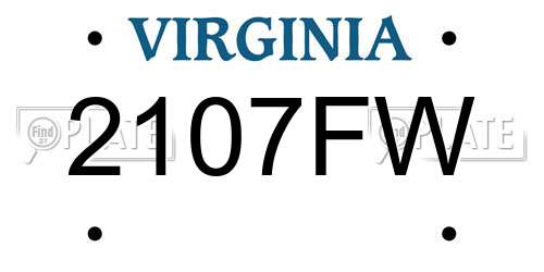 2107FW Virginia License Plate