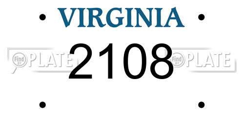 2108 Virginia License Plate