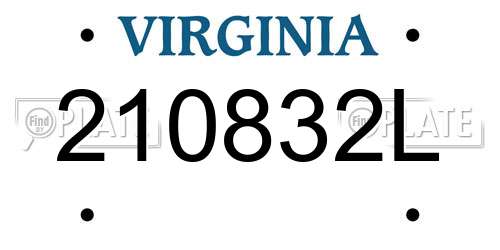 210832L Virginia License Plate
